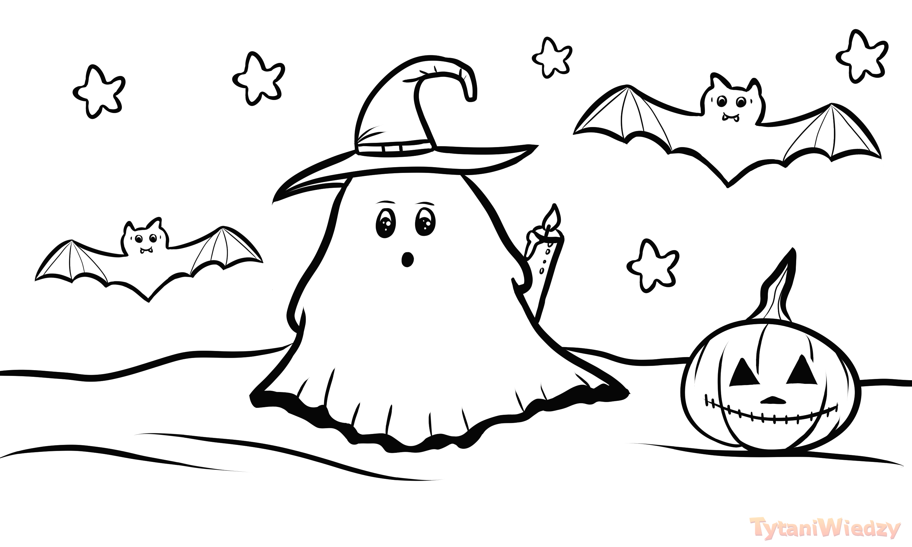 Duszek na Halloween - Kolorowanka dla dzieci online