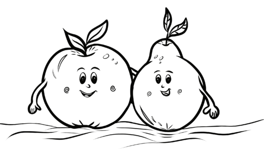 Jabłko z gruszką – kolorowanka dla dzieci
