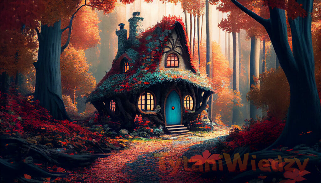 Dom w lesie jesienią