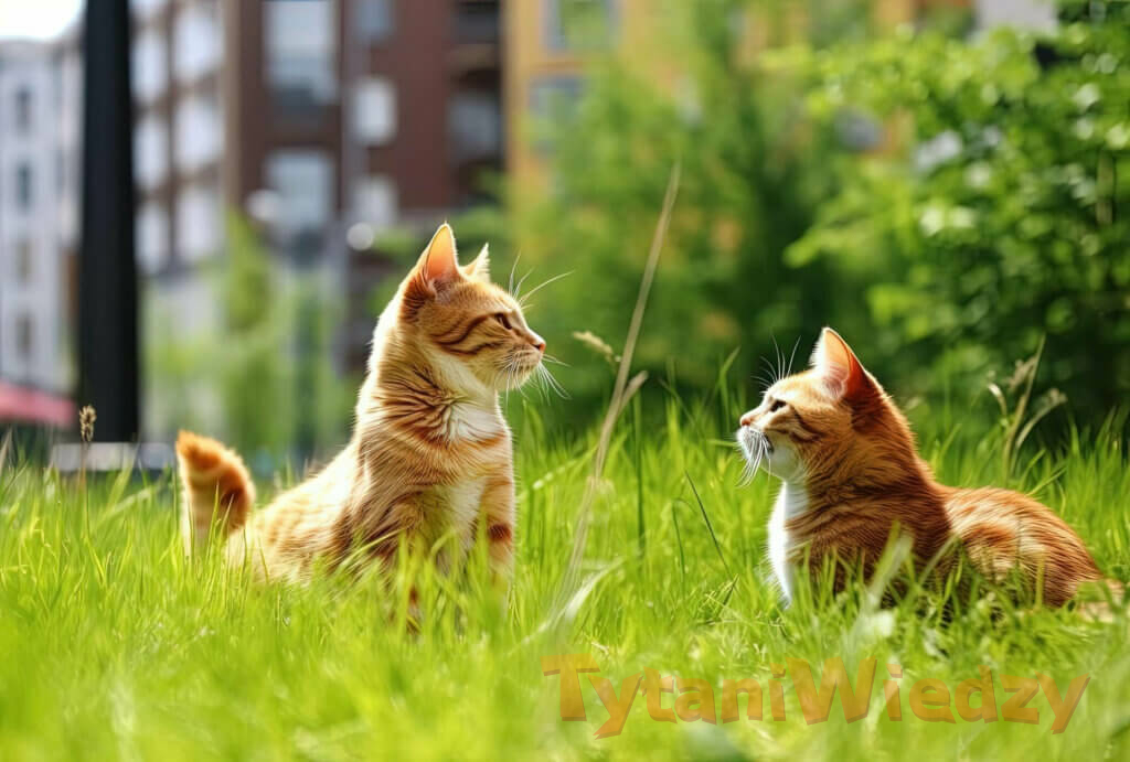 Dwa kotki w trawie