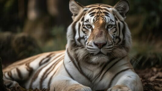 Tygrys odpoczywający na trawie
