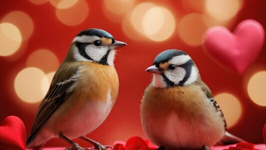 Dwa zakochane ptaszki na Walentynki