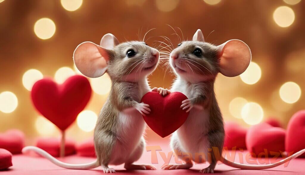 Dwie myszki z serduszkiem na Walentynki