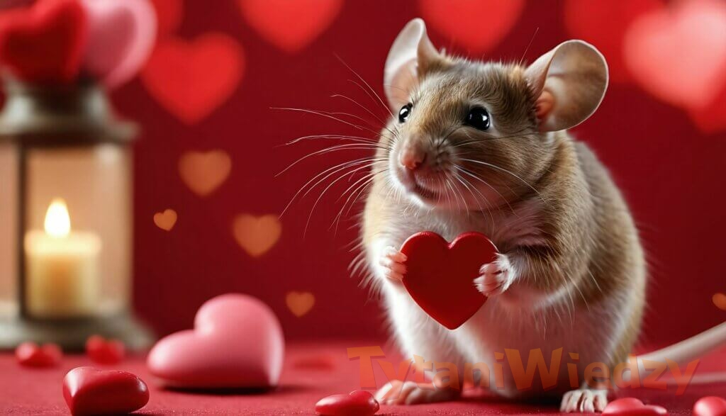 Mała myszka z serduszkiem na Walentynki