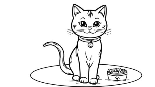 Radosny Kotek z Miseczką Karmy