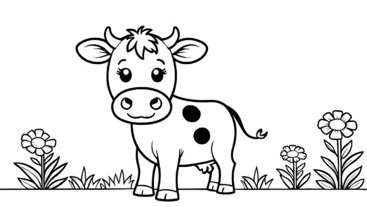 Wesoła krówka na zielonej łące