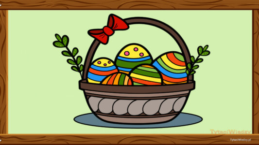 Koszyczek z jajeczkami Wielkanocnymi – Pokolorowane przez Paulinka