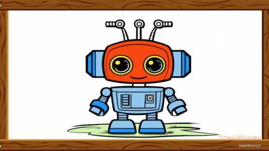 Uśmiechnięty mały robot – Pokolorowane przez Anonim