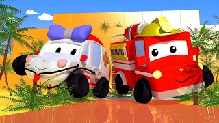 Adventure in the pyramid – tiny town: street vehicles ambulance police car fire truck