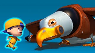 Animacars – jonny buduje szynę dla skrzydła orła samolotu – kreskówki z pojazdami i zwierzakami