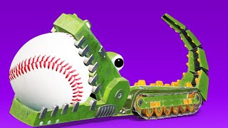 Animacars – krokodyl gra w baseball – kreskówki dla dzieci z pojazdami i zwierzakami