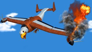 Animacars – orzeł samolot rozbija się na plaży – kreskówki dla dzieci z pojazdami i zwierzakami