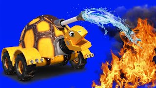 Animacars – żółw straż pożarna zatrzymuje pożar w lesie – kreskówki z pojazdami i zwierzakami