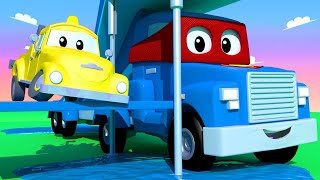 Bajki o pojazdach dla dzieci – super zjeżdżalnia! – carl super ciężarówka – miasto samochodów