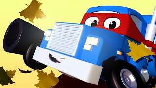 Bajki o samochodach dla dzieci – dmuchawa na liście – carl super ciężarówka – miasto samochodów