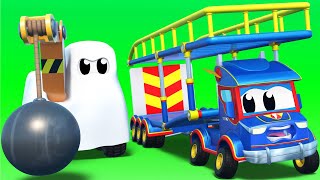 Bajki o samochodach dla dzieci – halloween: dźwig rozwałka jest duchem – super ciężarówka !