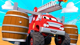 Bajki o samochodach dla dzieci – max monster strażak, mike monster buldożer i zwody strongmenów!
