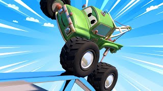 Bajki o samochodach dla dzieci – monster truck moe robi triczki w skejtparku! – miasto samochodów