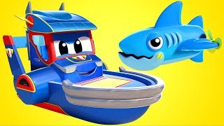 Bajki o samochodach dla dzieci – rekiny vs super łódka – super ciężarówka !