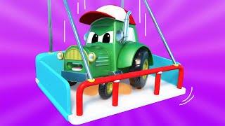 Bajki o samochodach dla dzieci – traktor zaraz spadnie – super ciężarówka w mieście samochodów !
