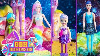 Brokatowe lalki color reveal błyszczą w kosmosie – liceum golden beach – @barbie po polsku