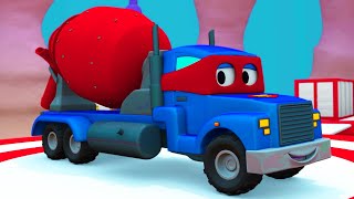 Carl super ciężarówka – betonowa ciężarówka – mieście samochodów  bajki dla dzieci