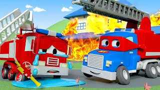 Carl super ciężarówka – carl jako wóz strażacki – mieście samochodów  bajki dla dzieci