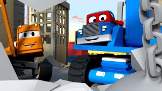 Carl super ciężarówka – dźwig do burzenia – mieście samochodów  bajki dla dzieci
