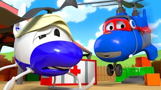 Carl super ciężarówka – helikopter – mieście samochodów  bajki dla dzieci