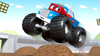 Carl super ciężarówka – marley monster truck – mieście samochodów  bajki dla dzieci