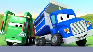 Carl super ciężarówka – śmieciarka – mieście samochodów  bajki dla dzieci