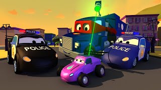 Carl super ciężarówka – samochody policyjne – mieście samochodów  bajki dla dzieci
