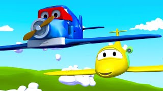 Carl super ciężarówka – samolot – mieście samochodów  bajki dla dzieci