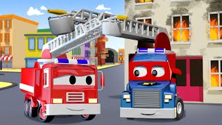 Carl super ciężarówka – wóz strażacki – mieście samochodów  bajki dla dzieci