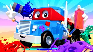 Ciężarówka graffiti – carl super ciężarówka – miasto samochodówdów  bajki dla dzieci