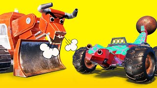 Karnawał: byk buldożer powstrzymuje jaszczurkę do wyburzeń przed zgniecieniem! – kreskówki