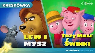 Lew i mysz + trzy małe świnki – bajki po polsku – bajka i opowiadania na dobranoc – kreskówka