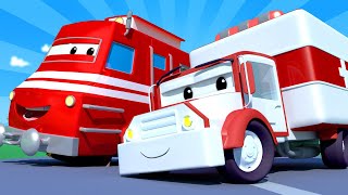 Lokomotywa troy – ambulans amber 2 – miasto samochodów bajki dla dziecia