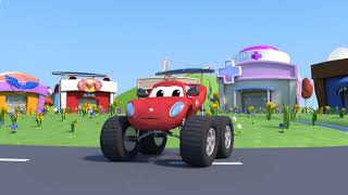 Monster trucki – mięsożerne rośliny chcą zjeść mavericka – miasto samochodów – bajki dla dzieci