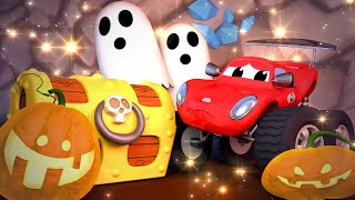 Monster trucków – halloween: kryształowa jaskinia – miasto samochodów – bajki dla dzieci