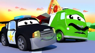 Patrol policyjny – carlo pizzabus nie może dostarczyć swoich pizz – miasto samochodów – bajki