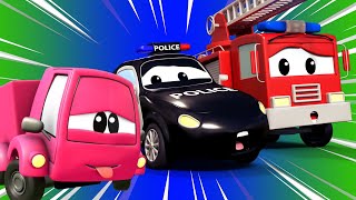 Patrol policyjny – mały różowy samochodzik – miasto samochodów  bajki dla dzieci