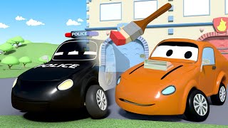 Patrol policyjny – niewidzialna farba – miasto samochodów  bajki dla dzieci