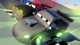 Patrol policyjny – obcy pojazd zaparkował na placu zabaw – miasto samochodów  bajki dla dzieci
