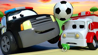 Patrol policyjny – zagadka footballowa – miasto samochodów  bajki dla dzieci