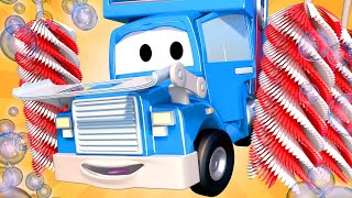 Super mobilna myjnia samochodowa – carl super ciężarówka – miasto samochodówdów  bajki dla dzieci