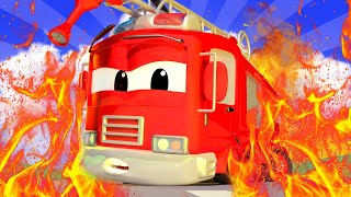 Tom holownik – frank wóz strażacki utkną w gruzach – miasto samochodów – bajki dla dzieci