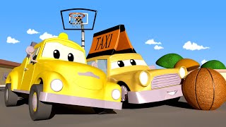 Tom holownik – mały jeremy taksówka ma wypadek podczas gry w koszykówkę – miasto samochodów – bajki