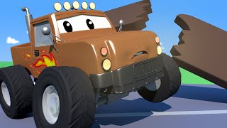 Tom holownik – monster truck marley miał wypadek! – miasto samochodów – bajki dla dzieci