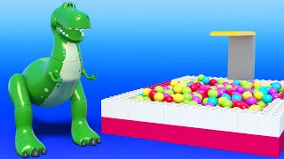T-rex gigant wpadł do basenu lego! – superciężarówka – na ratunek – bajki dla dzieci